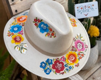 Lorenzo hats- Colorful Floral White Fedora Hat Lorenzo Wool Fedora by Bruno Capelo — Levine Hat Co main image 4