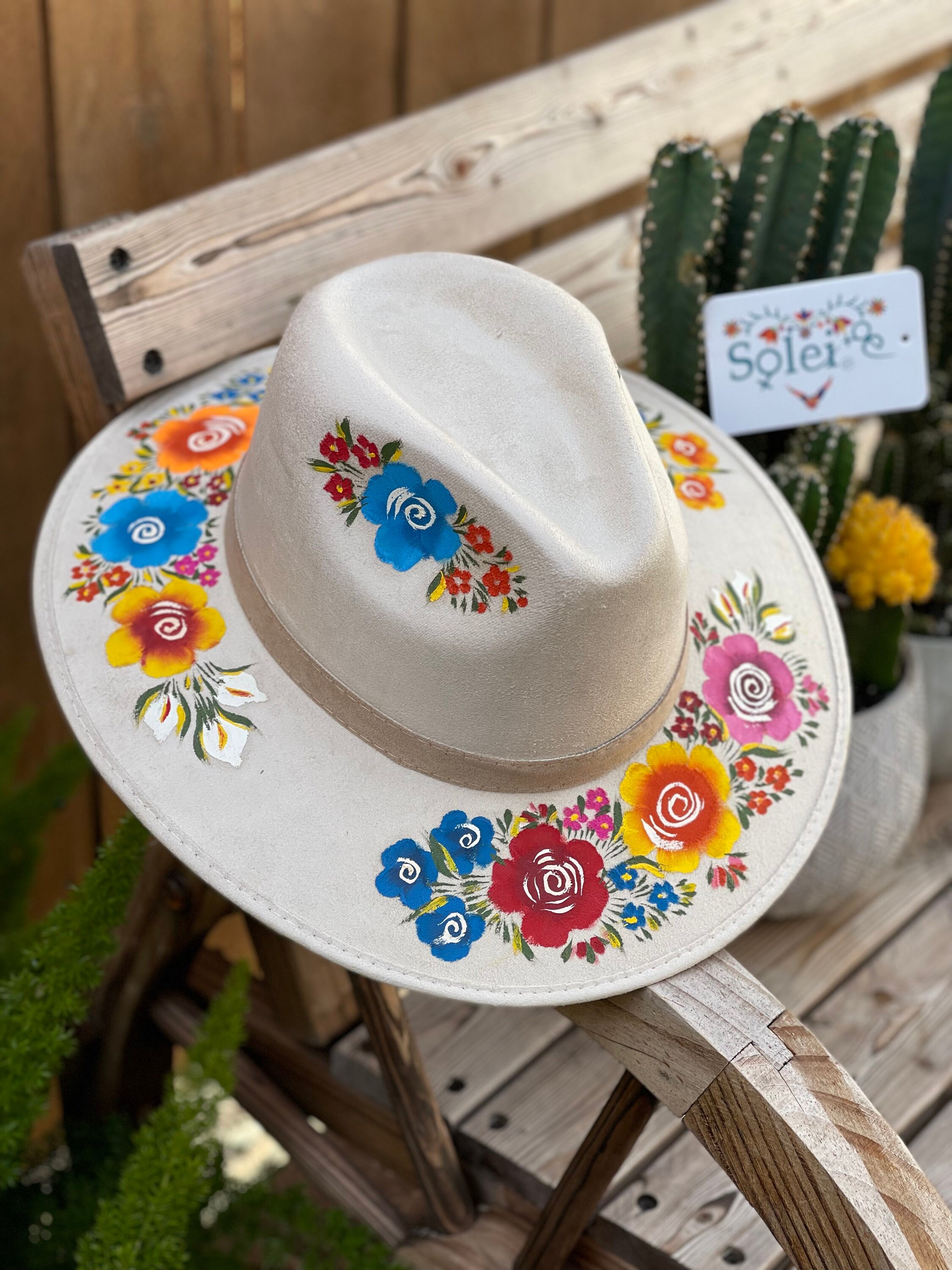 Artisanal Mexican Hand-Painted Hat Suede Black 603719 main image 1