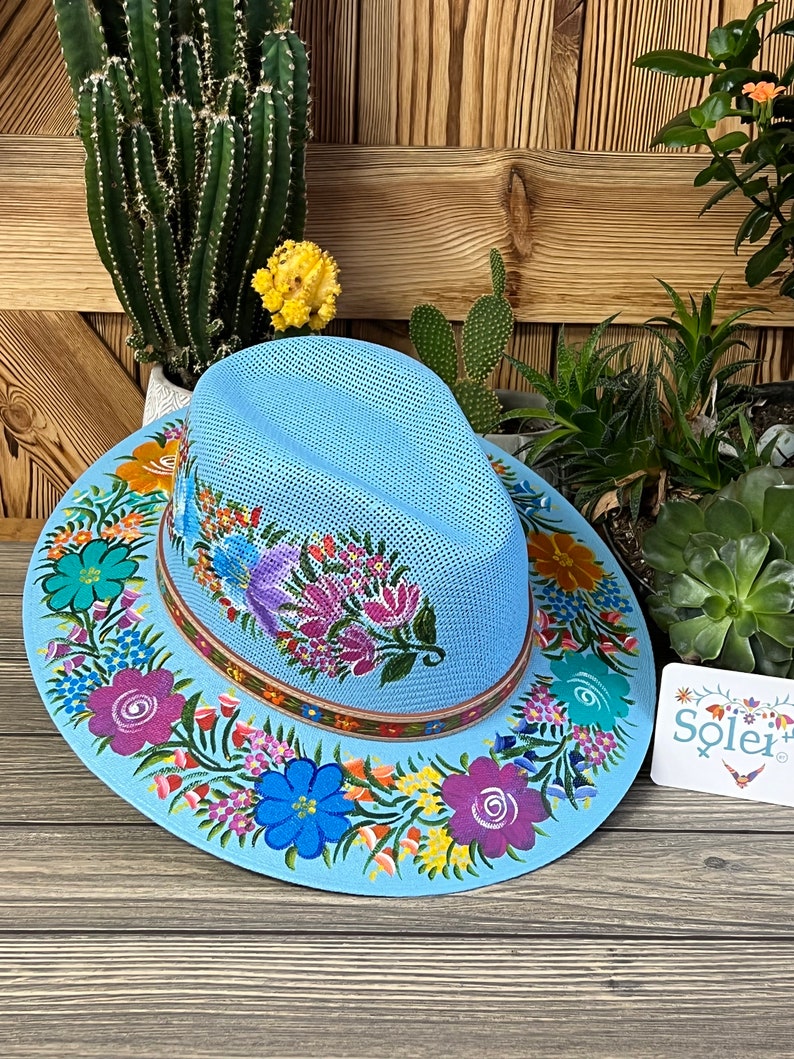 Mexican Artisanal Hat. Hand Painted Hat. Colorful Floral Hat. - Etsy