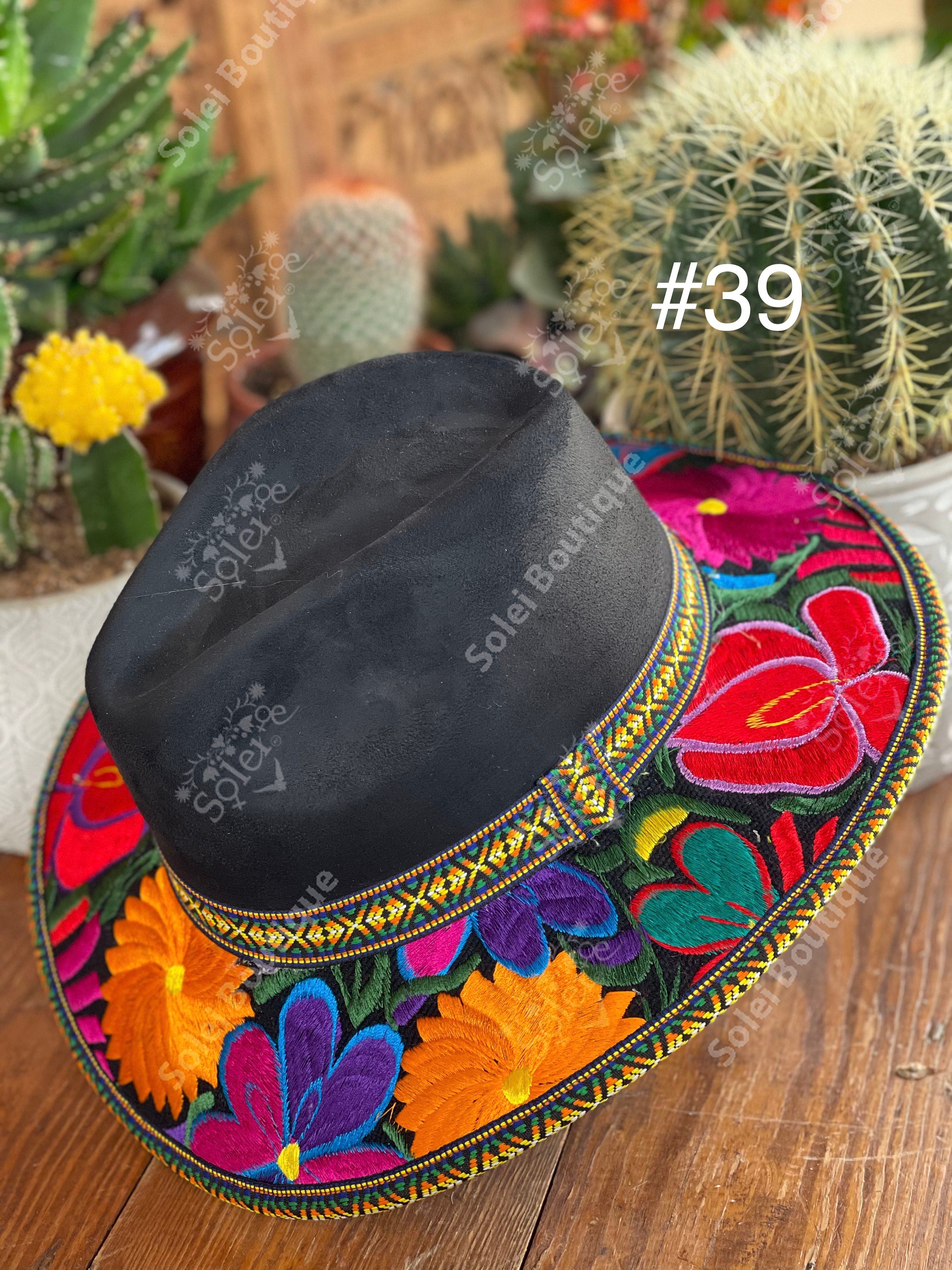 Mexican Artisanal Hat. Embroidered Mexican Hat. Colorful Suede Etsy