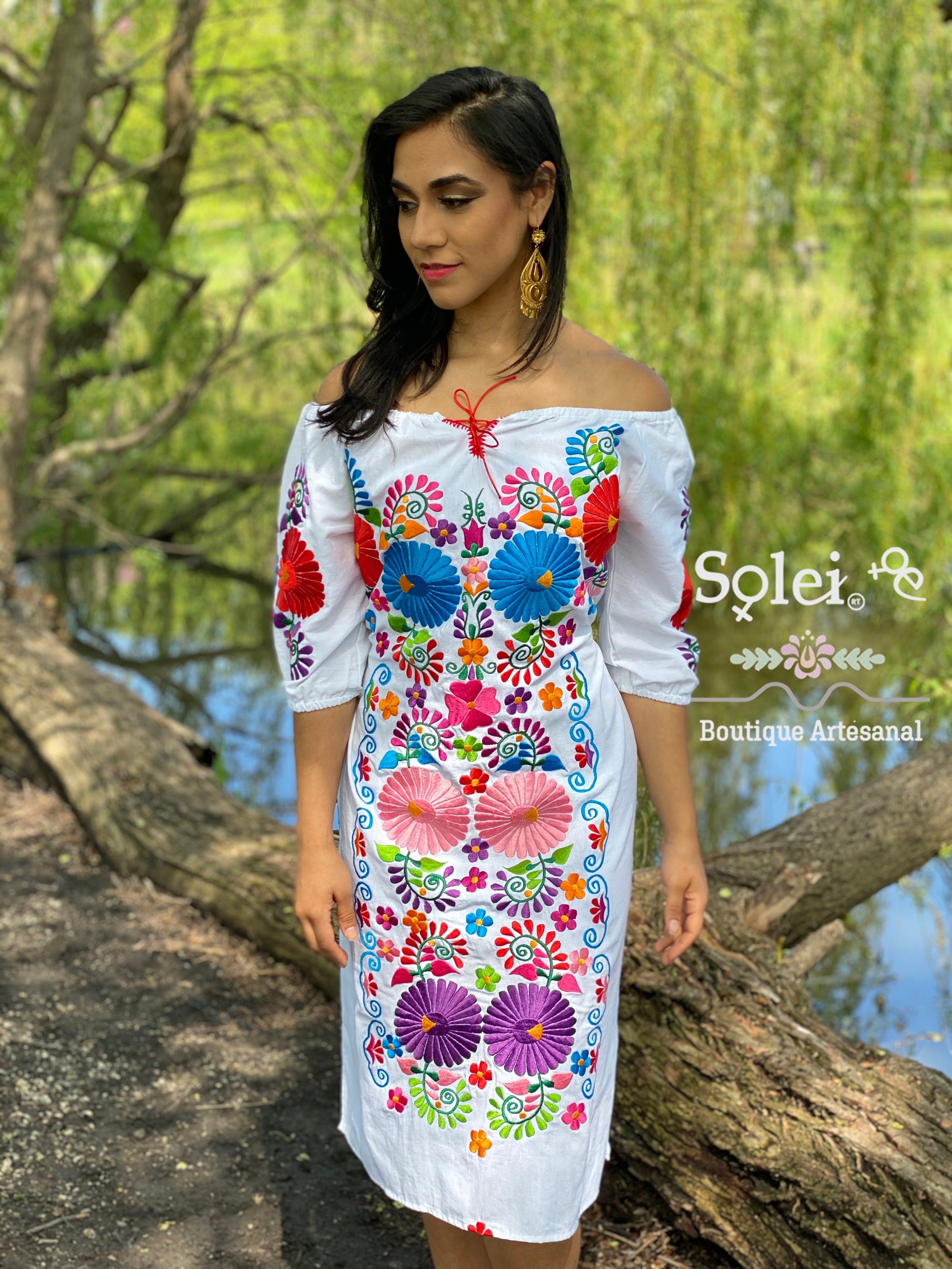 Mexican Colorful Embroidered Dress 