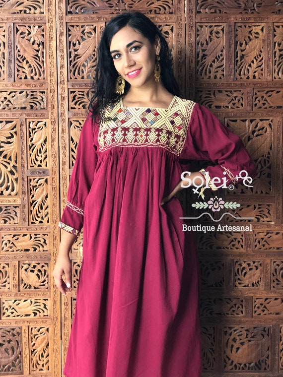 Buy Long Artisanal Dress. Mexican Dress Embroidered on a Loom. Bridesmaid  Dress. Traditional Mexican Dress. Handmade Dress. Mexican Maxi Dress.  Online in India - Etsy