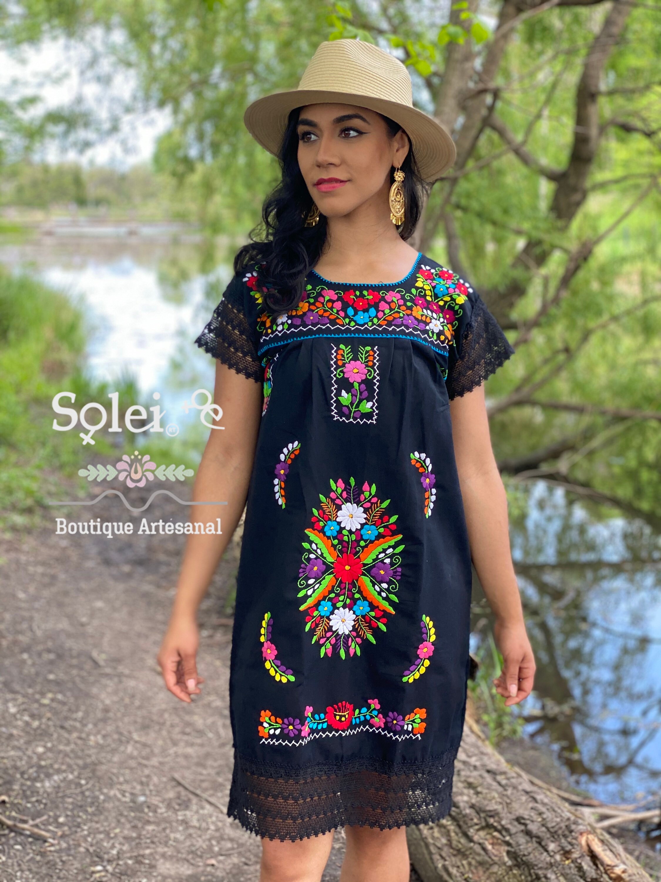 mexican embroidered dress amazon Mexican embroidered dresses | Kimono Traditional Mexican dresses main image 0