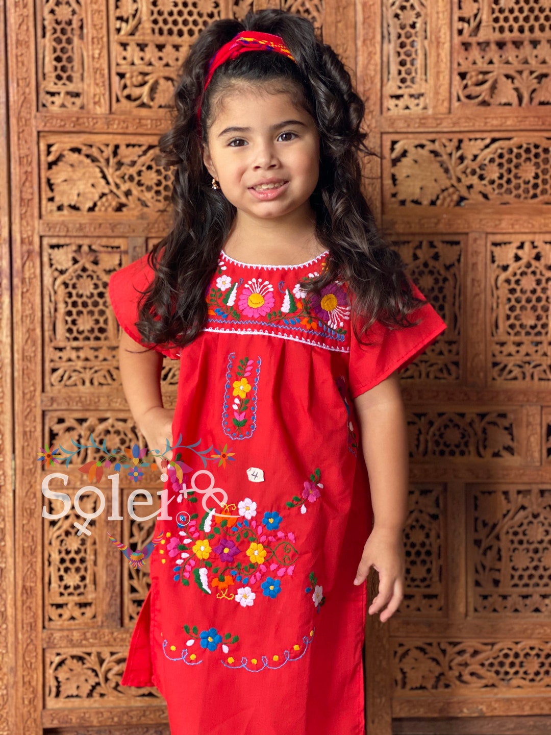 Girls Mexican Embroidered Dress. Floral Embroidered Dress. Kids