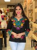 Mexican Floral Embroidered Blouse. Size S - 3X. Colorful Floral Mexican Blouse. 3/4 Sleeve Blouse. Hippie-Boho. Traditional Mexican Top. 