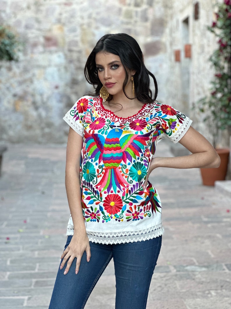 Embroidered Mexican Bird Blouse. Size S 3X. Floral - Etsy