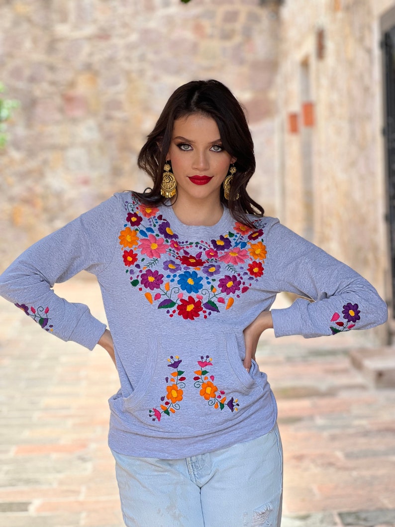 Artisanal Mexican Sweatshirt 100% Acrylan Blue 602559