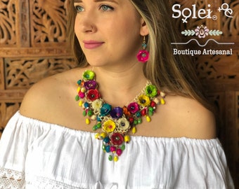 Mexican Beaded Artisanal Necklace Earrings Mexican Jewelry Mexican Beaded Artisanal Necklace Earrings Mexican Jewelry