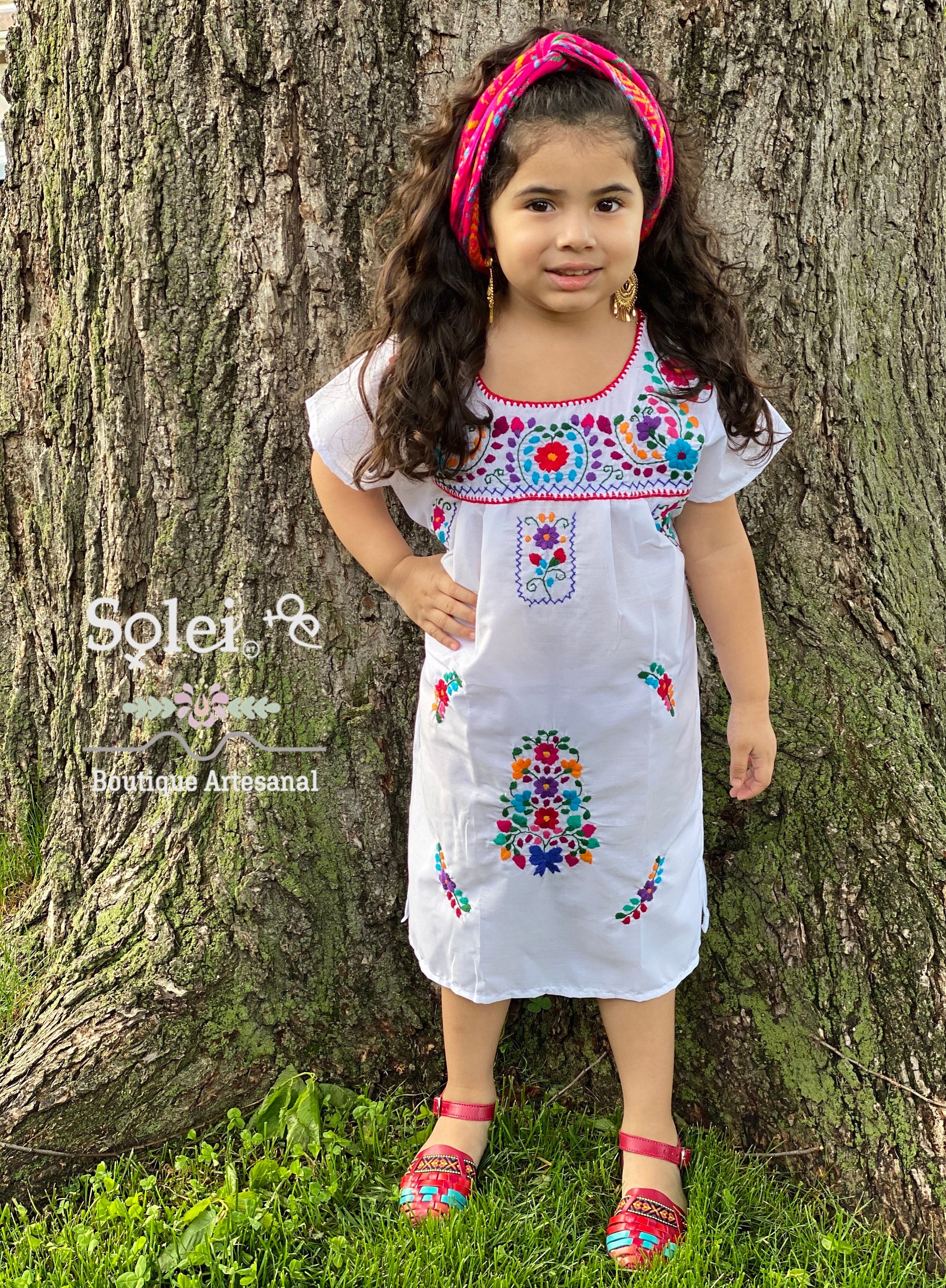 farmacéutico Persistente Inaccesible Vestido Mexicano de Niña. Vestido Bordado Floral de Niña. - Etsy España