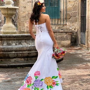 Mexican Hand Painted Wedding Dress. Ethnic Style Dress. Mexican Wedding ...