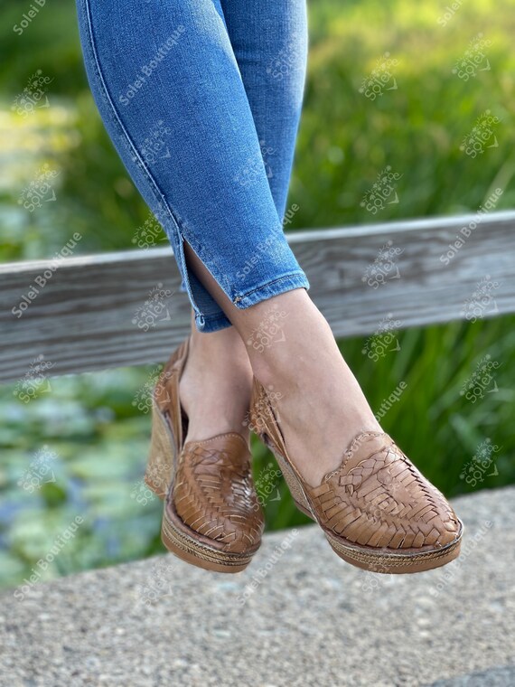 Zapato Artesanal de Plataforma. Zapato Mexicano de Cuero. | Etsy México
