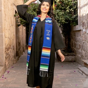 2024 Mexican Graduation Stole Sash. Mexican Serape Stole. Mexican Graduation. Multicolor Graduation Stole. Mexican Themed Graduation Stole. image 8