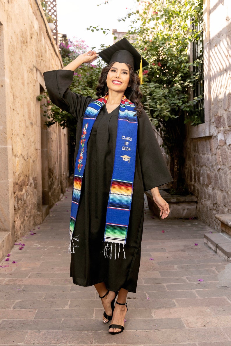 2024 Mexican Graduation Stole Sash. Mexican Serape Stole. Mexican Graduation. Multicolor Graduation Stole. Mexican Themed Graduation Stole. zdjęcie 8