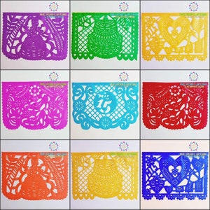 Mexican Quince Años Party Decorations. Colorful Plastic Banners. IV Años Party Banners. 57 Ft. Traditional Papel Picado. Free Shipping