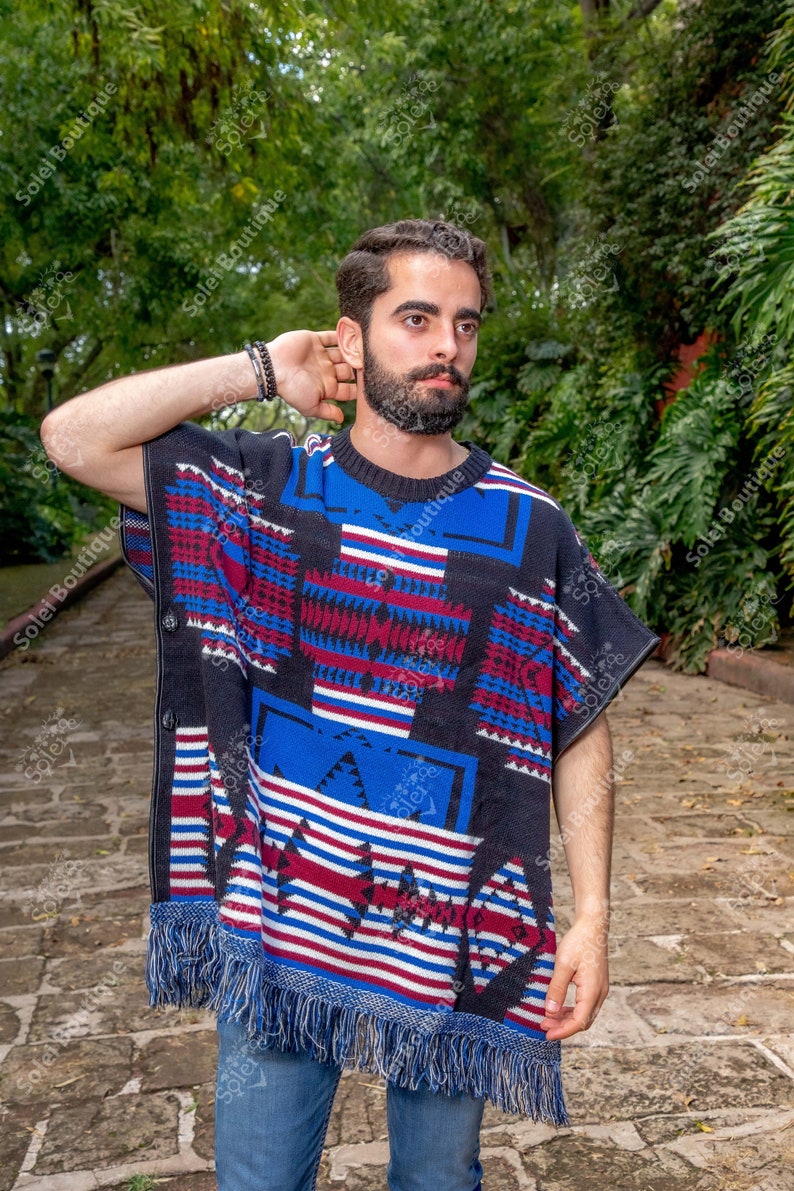 Artisanal Mexican Unisex Poncho. Mexican Poncho. Multicolor - Etsy