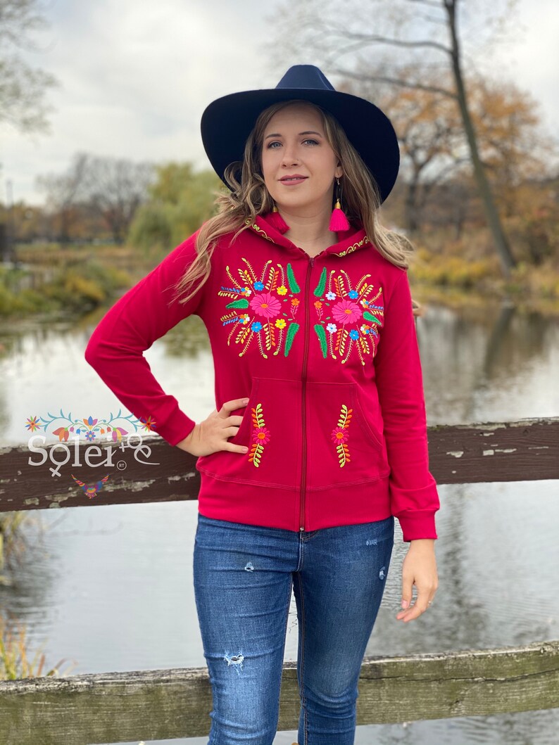 Artisanal Mexican Sweatshirt 100% Acrylan Red 602557 main image 0