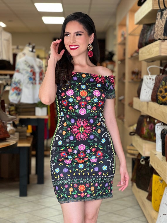 Short Floral Print Dress. Form Fitting Dress. Fashion Dress. Mexican Floral  Dress. Colorful Floral Dress. Sexy Dress. Mexican Fiesta Dress. -   Portugal