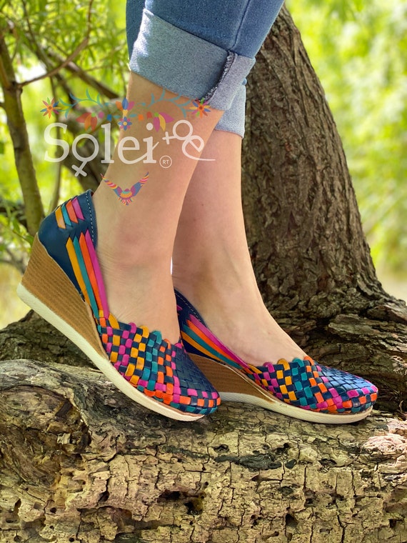 Mexican Wedge Sandal. Mexican Leather Sandal. Miriam Artisanal