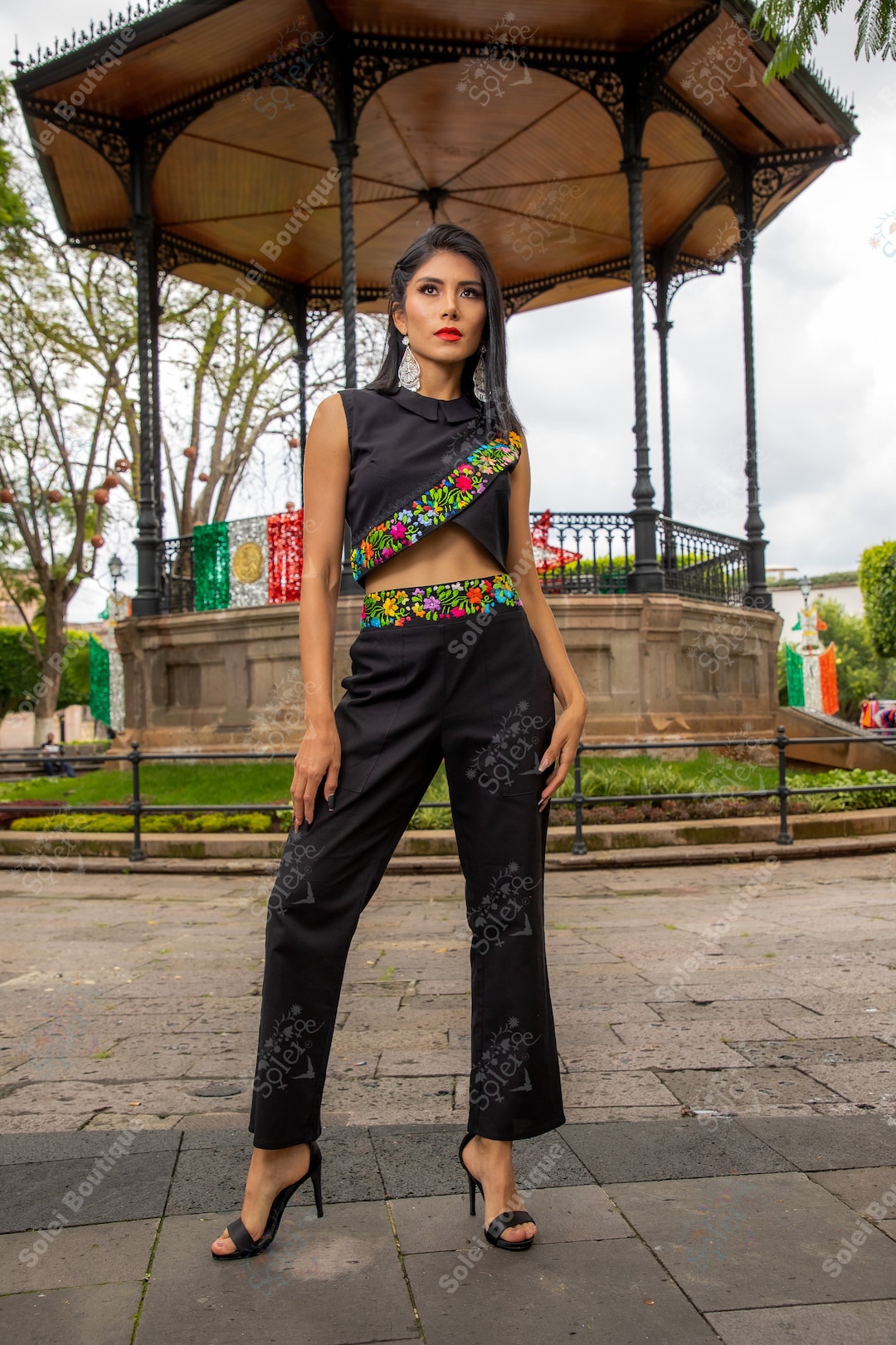 Mexican Two Piece Mexican Crop Top With Hand
