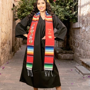 2024 Mexican Graduation Stole Sash. Mexican Serape Stole. Mexican Graduation. Multicolor Graduation Stole. Mexican Themed Graduation Stole. image 9