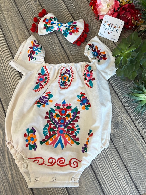 Pa alero Mexicano Tradicional para Bebe. Mono de Bebe Bordado