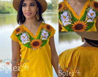 Blusa Mexicano Blusa Bordado Huipil Mexicano  Frida Blusa Mexicano