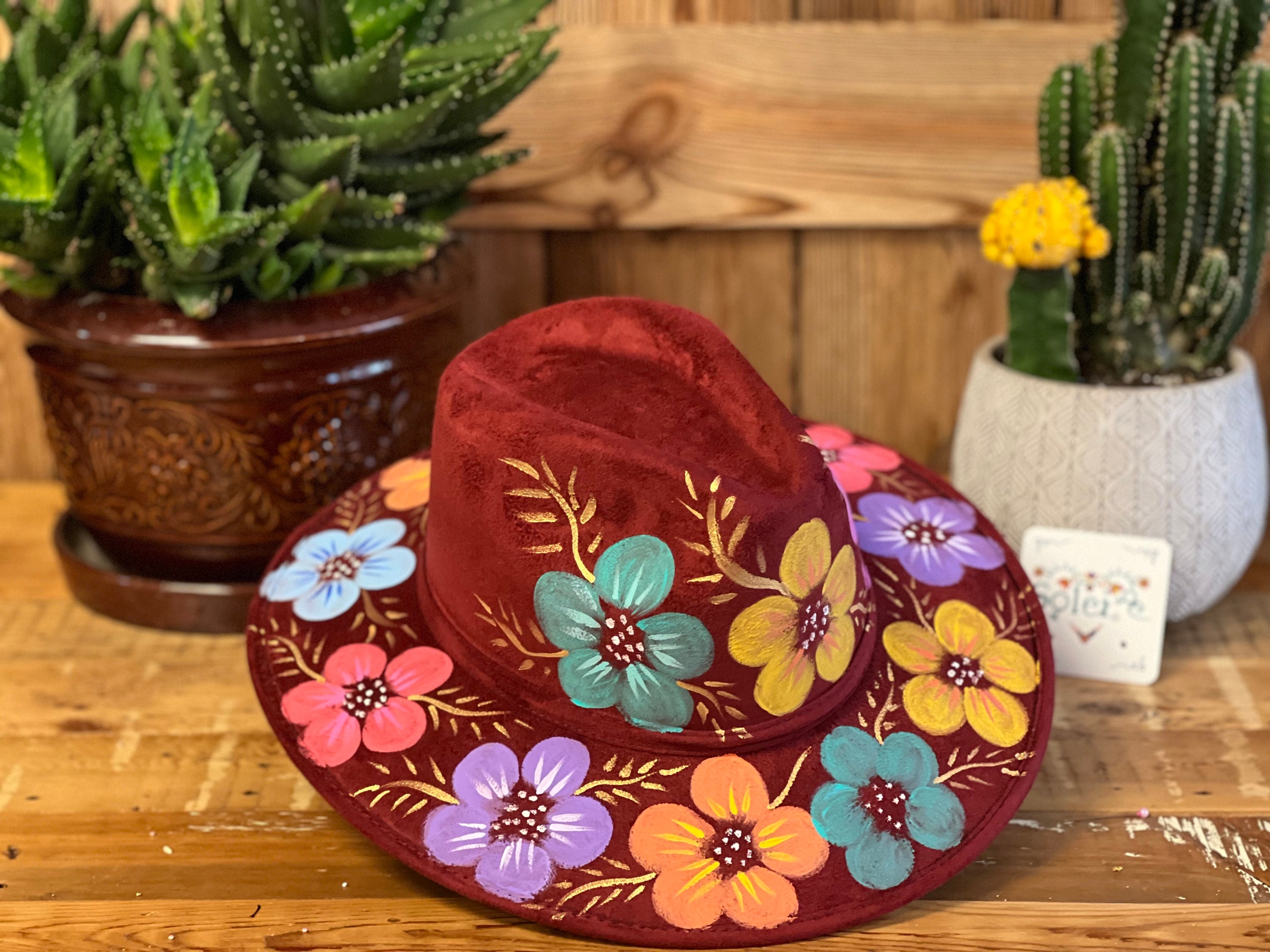 Artisanal Mexican Hand-Painted Hat Suede Black 603723 main image 0