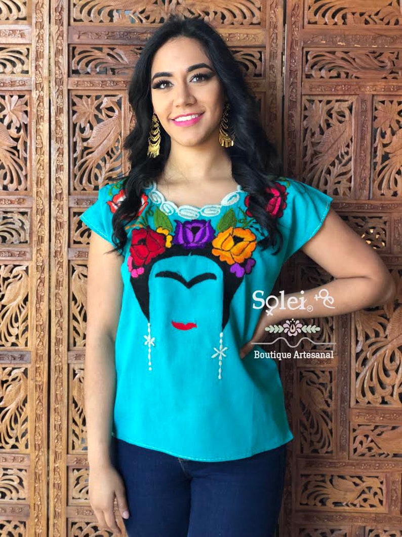 Summer Top Frida Kahlo Mexican Top Hippie-Boho Blouse Colorful Mexican Blouse Frida Kahlo Style Free Shipping. Floral Blouse