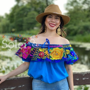 Hand Embroidered Crop Top. Mexican Floral Top. off the - Etsy