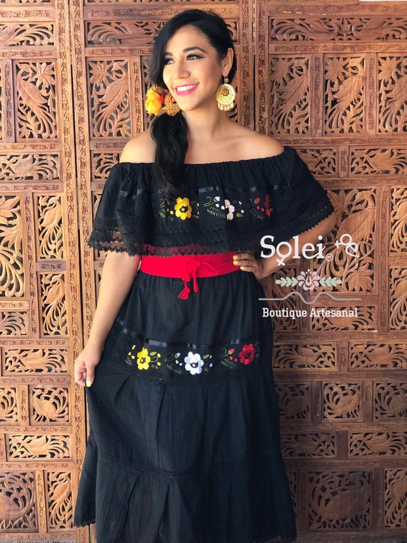 Black off the clearance shoulder mexican dress