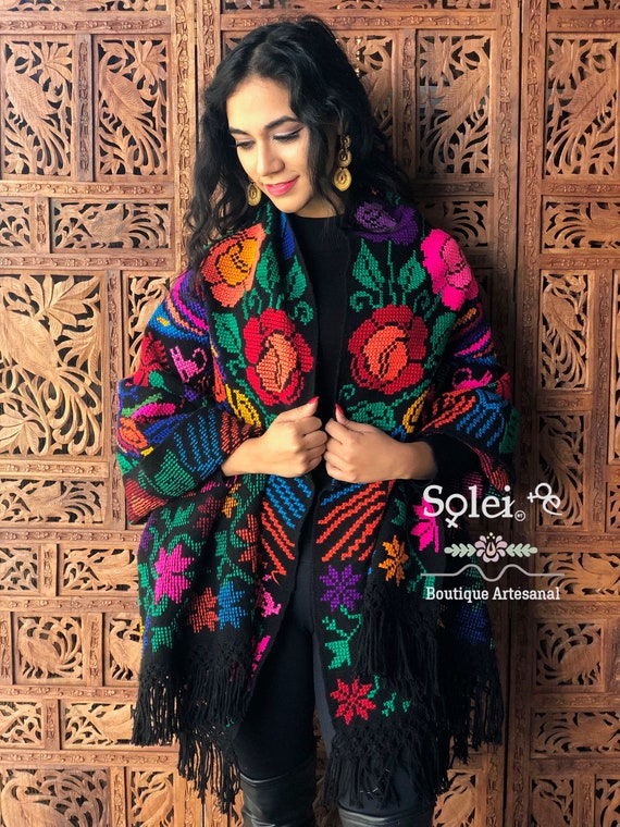 Rebozo Mexicana Bordada. Rebozo Mexicano Tradicional. Rebozo - Etsy México