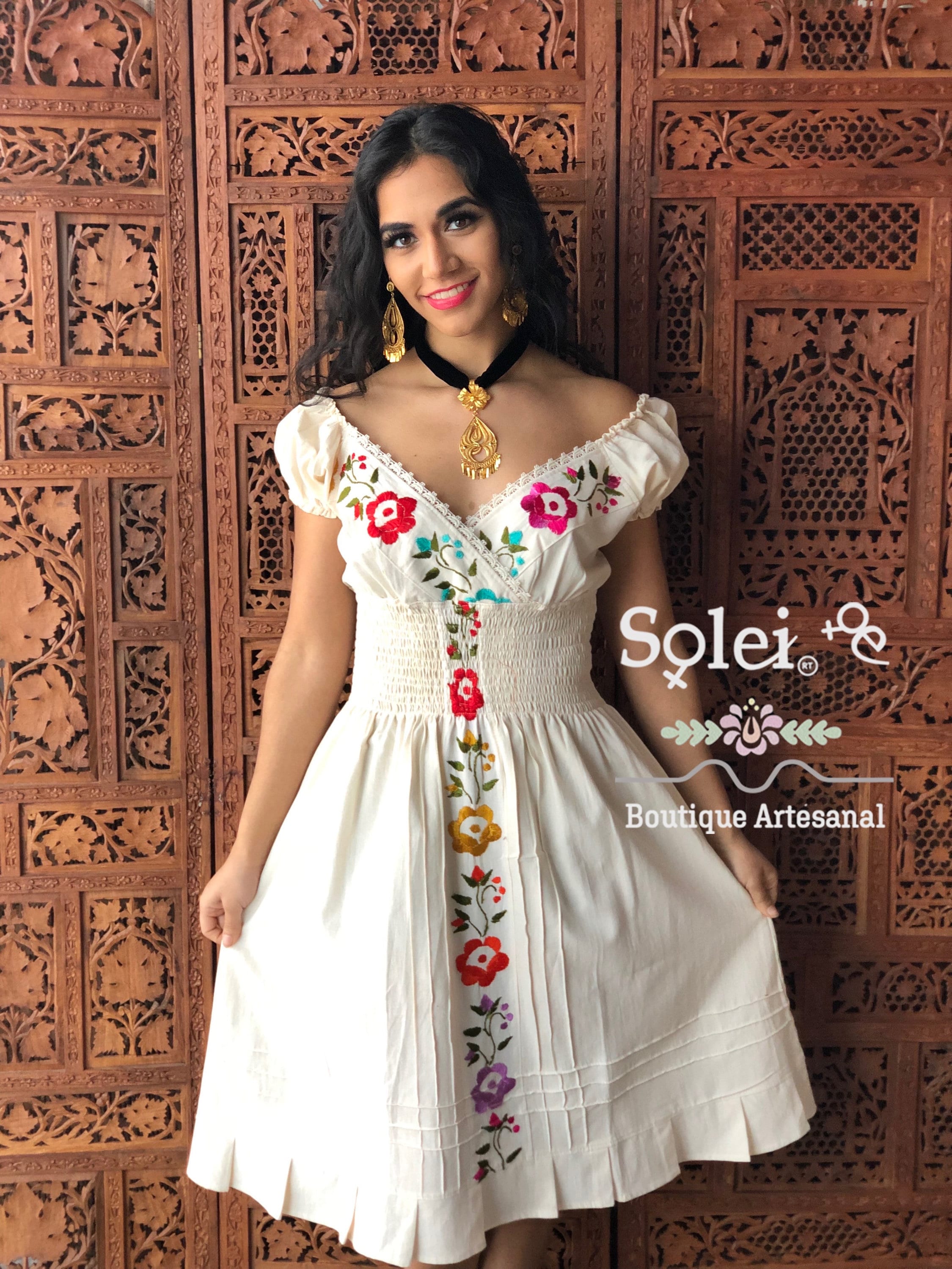 Knee Length Mexican Dress Puebla