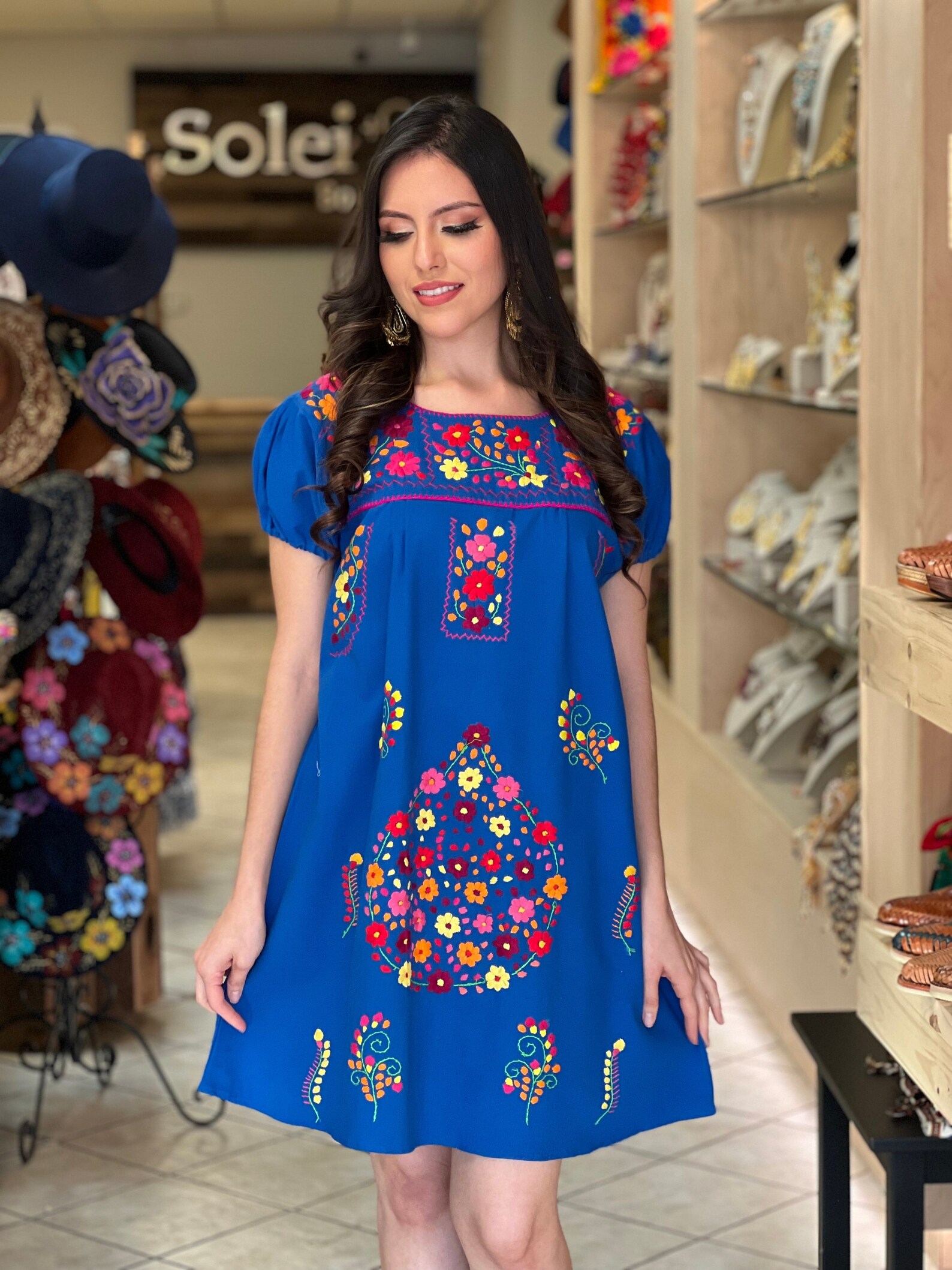 Mexican Floral Embroidered Dress. Hand Embroidered Dress. Artisanal ...
