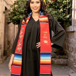 2024 Mexican Graduation Stole Sash. Mexican Serape Stole. Mexican Graduation. Multicolor Graduation Stole. Mexican Themed Graduation Stole. Rojo