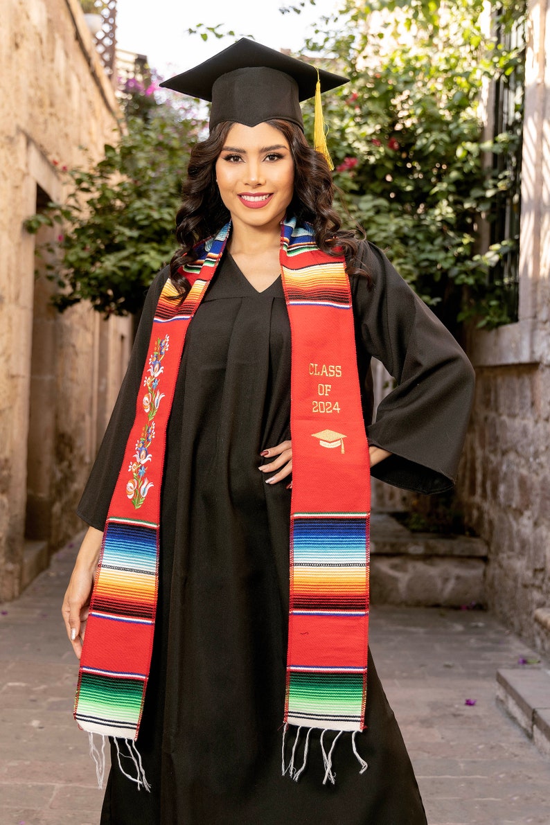 2024 Mexican Graduation Stole Sash. Mexican Serape Stole. Mexican Graduation. Multicolor Graduation Stole. Mexican Themed Graduation Stole. Rojo