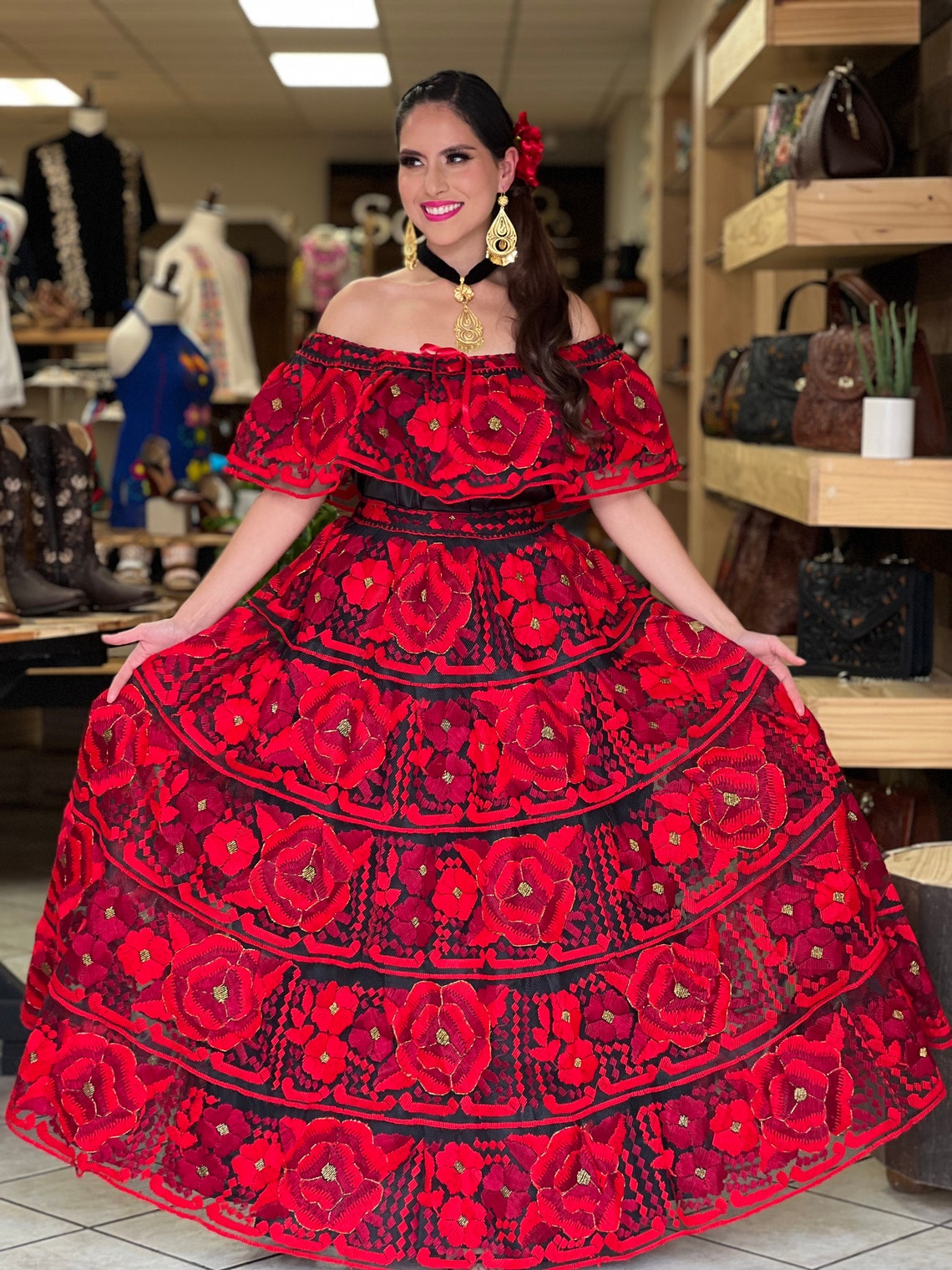 Traditional Mexican Chiapaneco Dress. Traditional Embroidered - Etsy