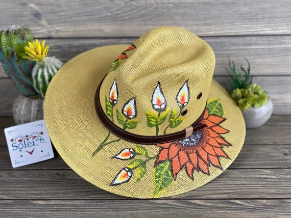 Hand-painted Sunflower Sombrero: Mexican Jute Hat - Etsy display picture 2