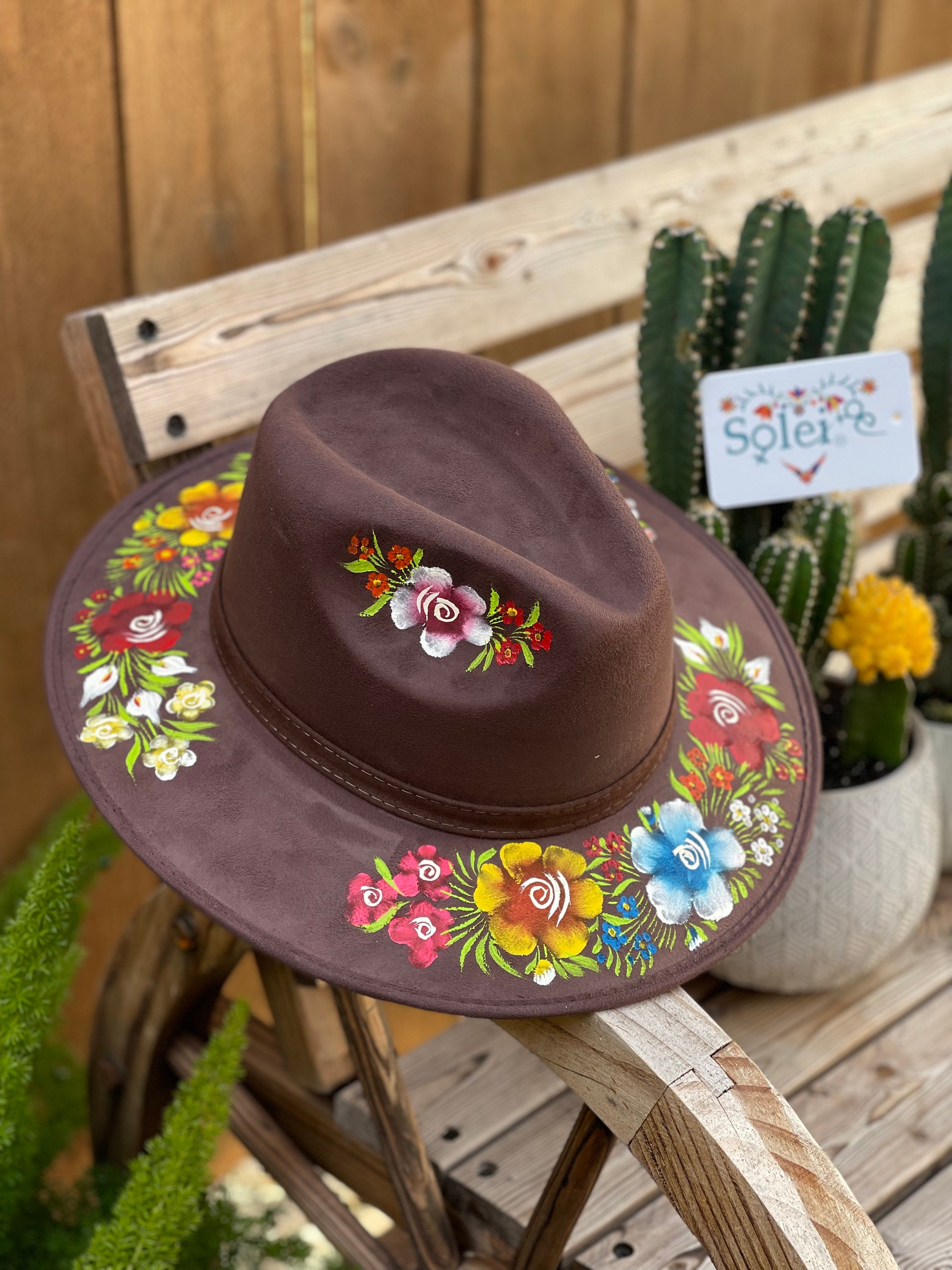 Artisanal Mexican Hand-Painted Hat Suede Black 603737 main image 0