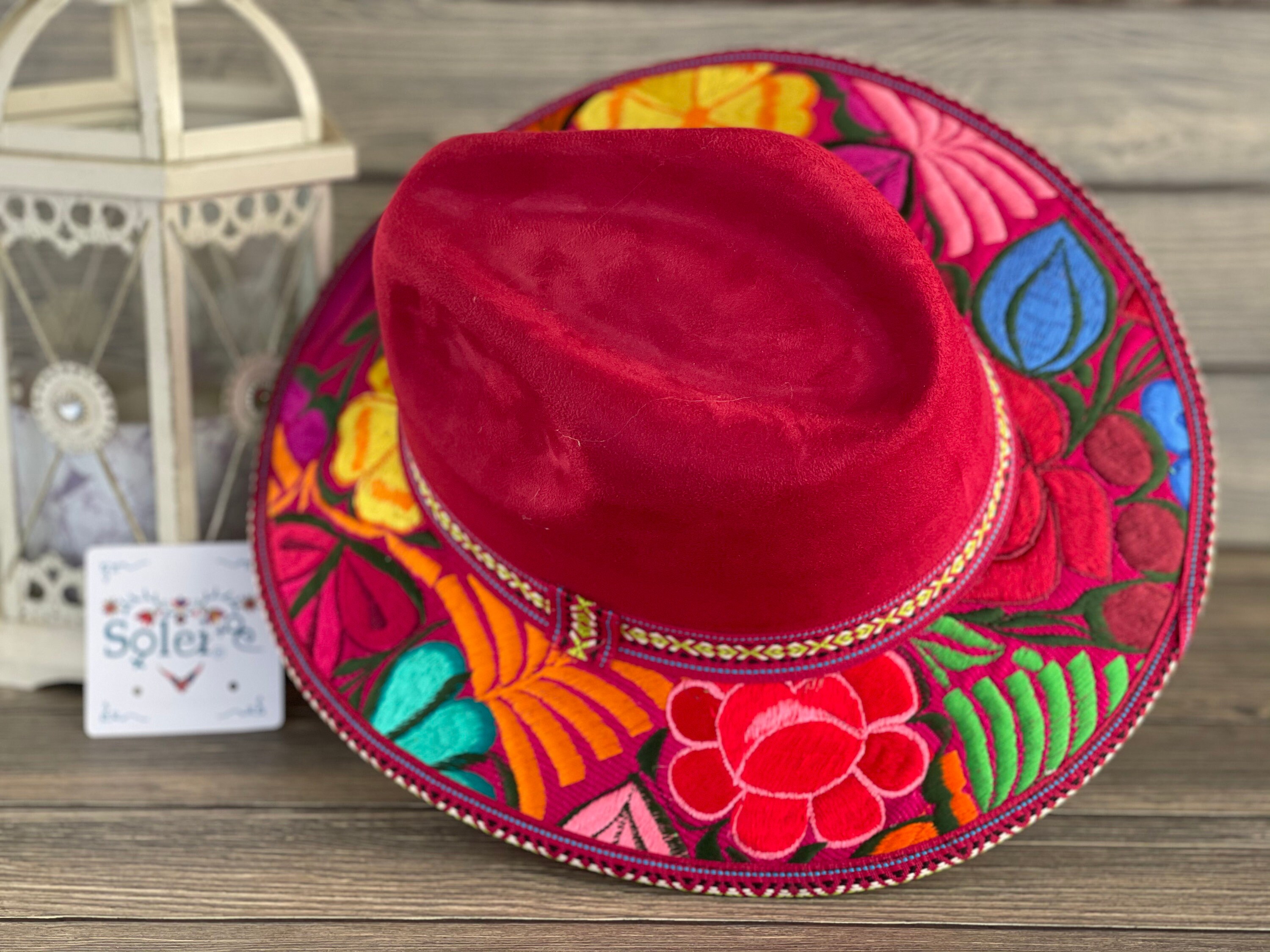 Mexican Artisanal Hat. Embroidered Mexican Hat. Colorful Suede Etsy