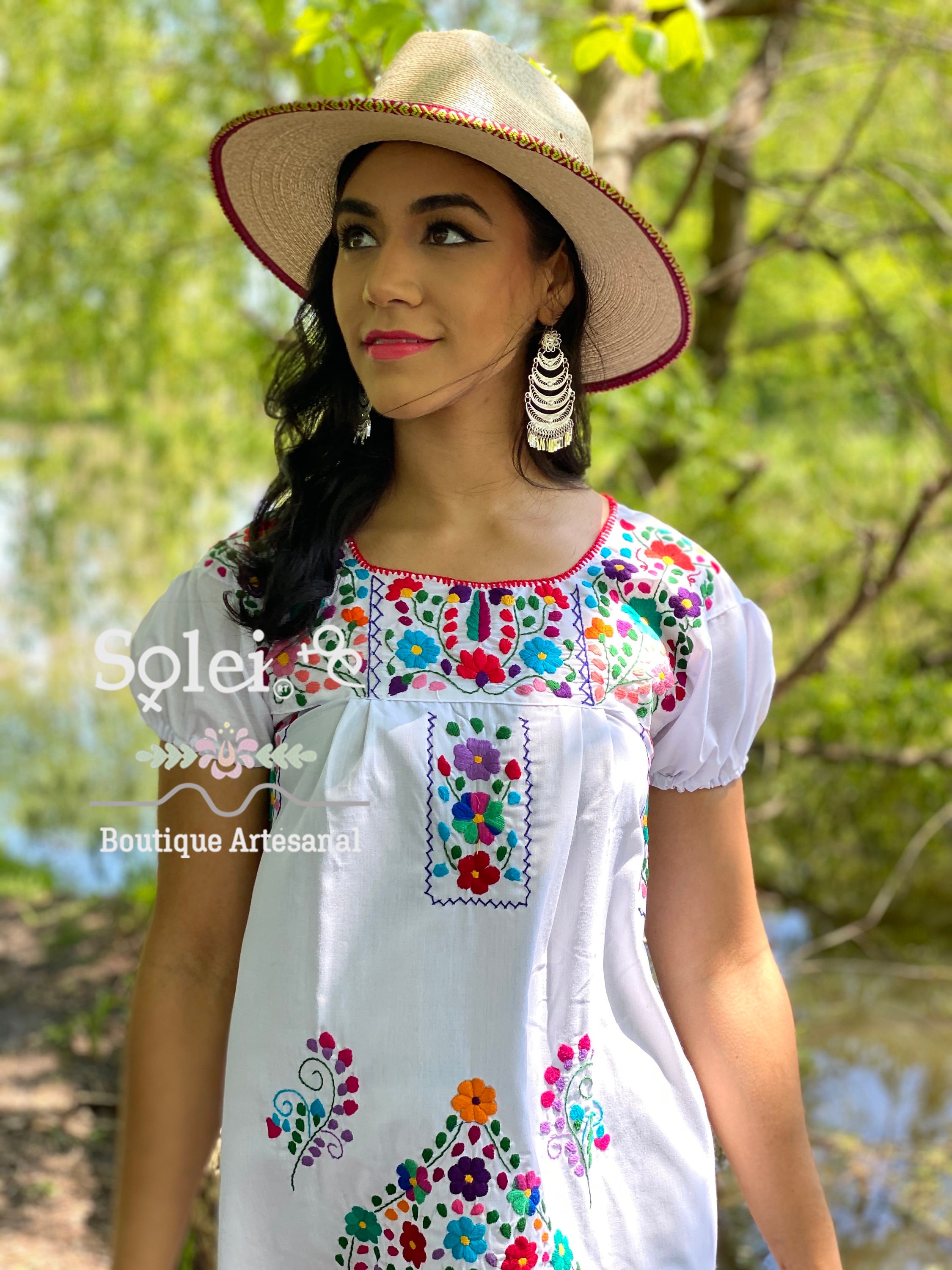 Mexican Floral Dress. Babydoll Mexican Dress. Hand Embroidered - Etsy