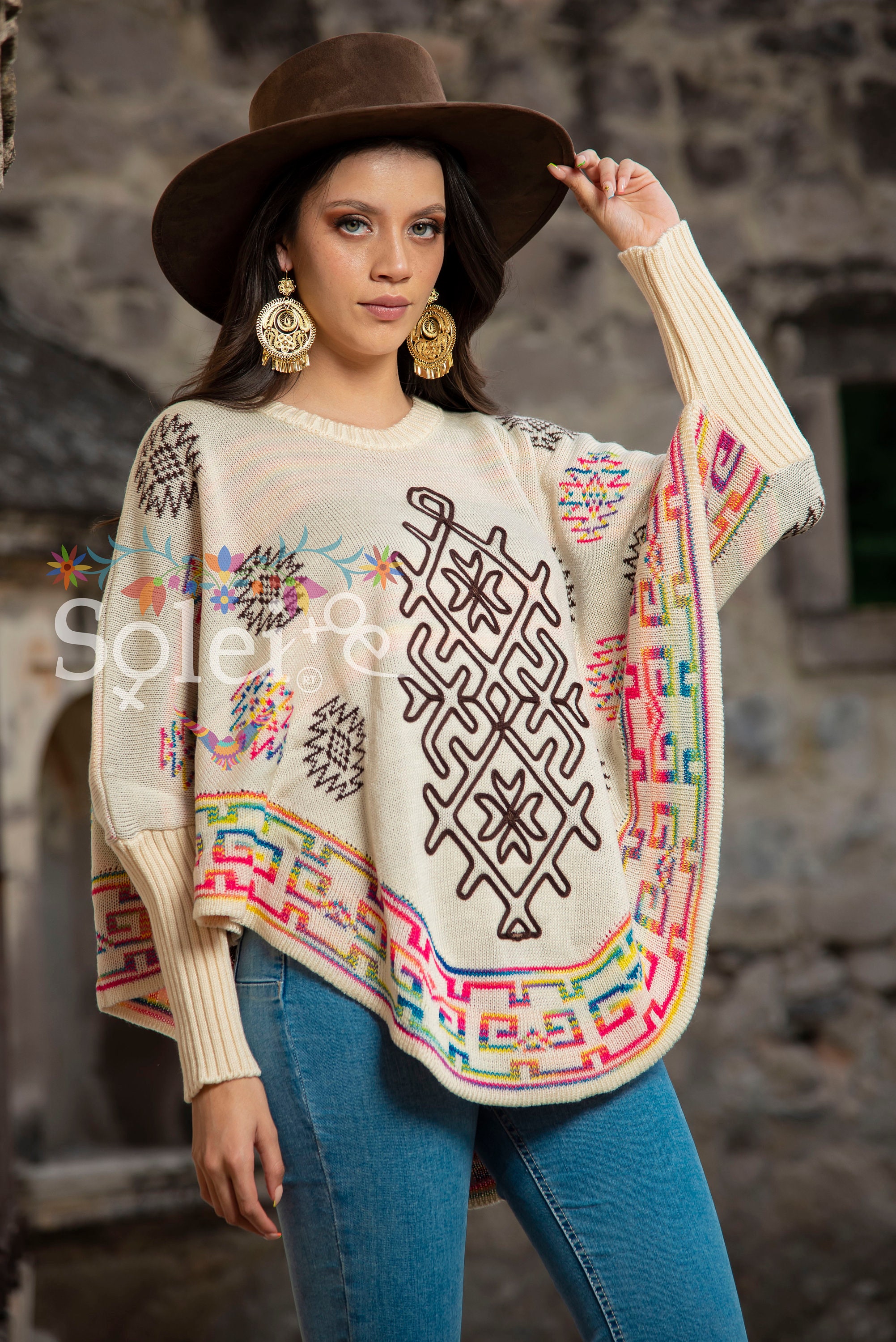 Artisanal Mexican Poncho. Mexican Poncho with Sleeves. Mexican Etsy