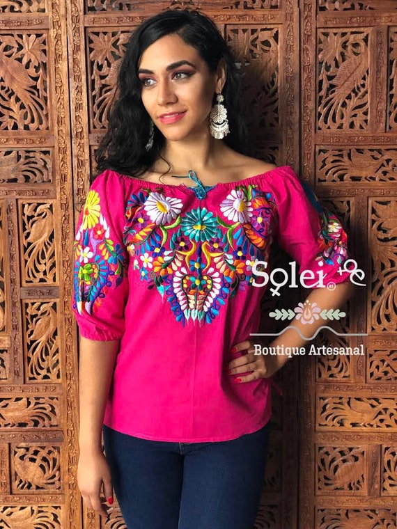 Front Tie Floral Embroidered Blouse. off the Shoulder Blouse. | Etsy