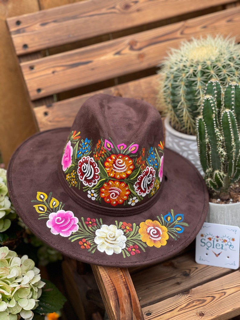Artisanal Mexican Hand-Painted Hat Suede Black 603736 main image 1