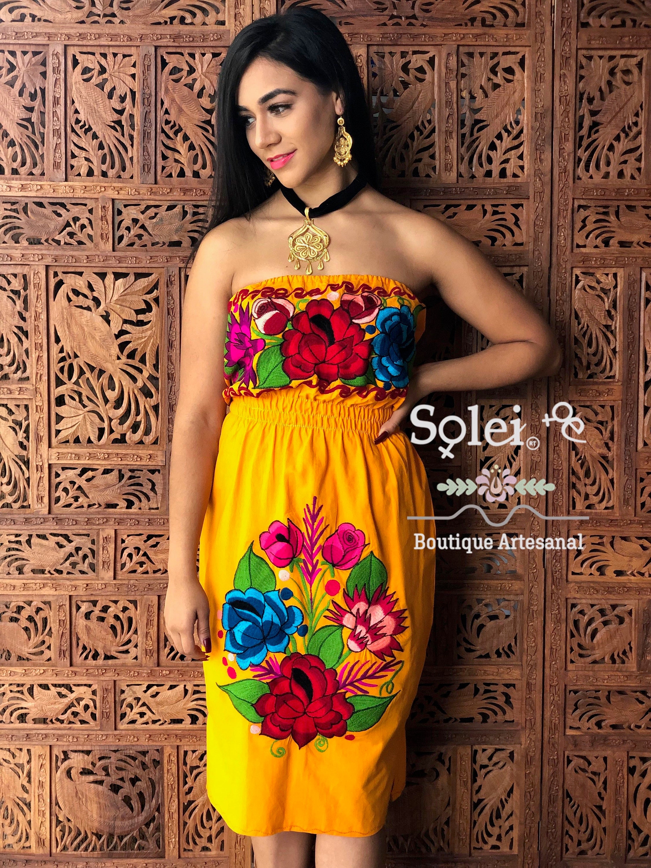Floral Strapless Dress. Mexican 
