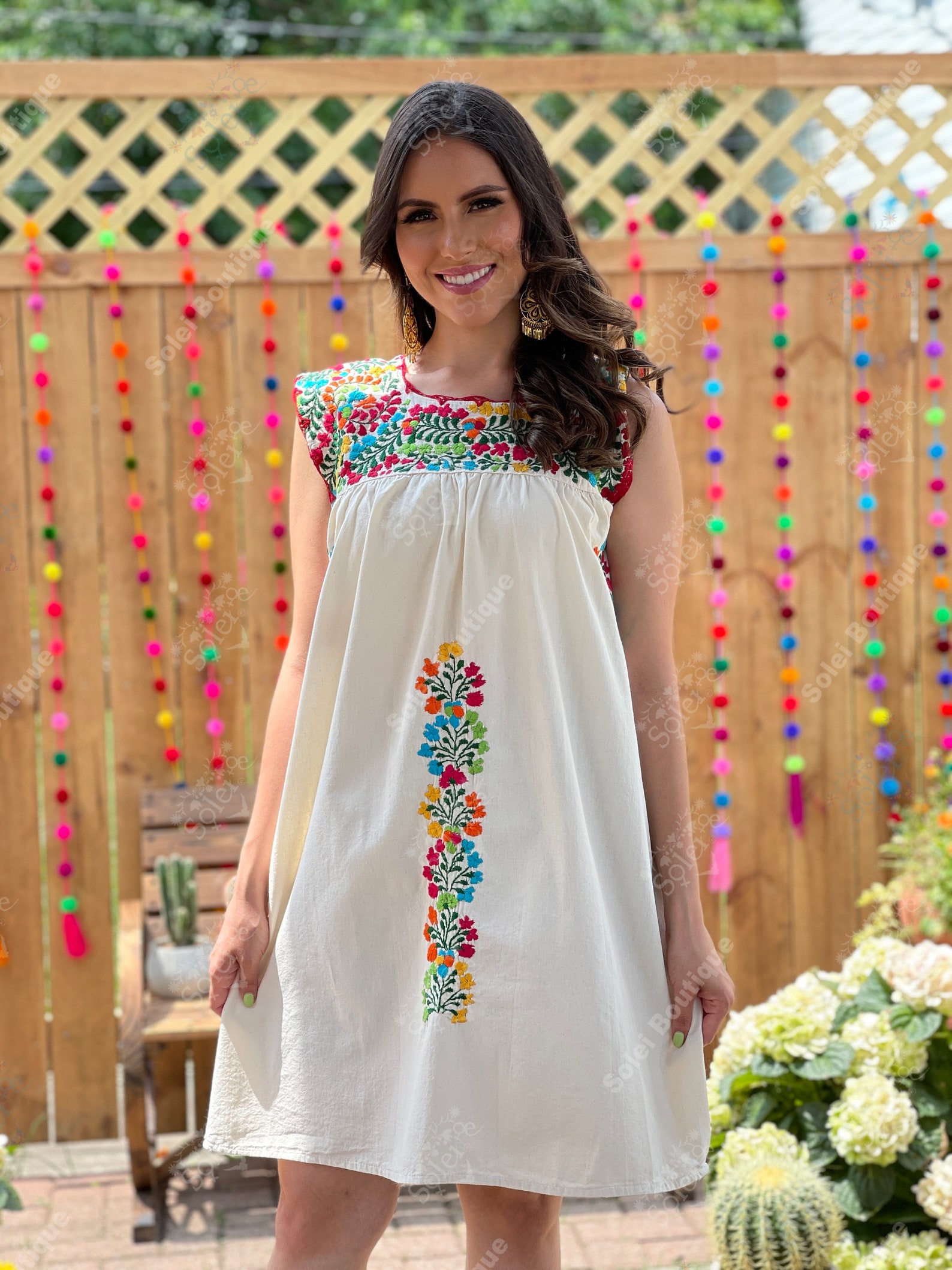 Mexican Floral Dress. Hand Embroidered Dress. Artisanal | Etsy