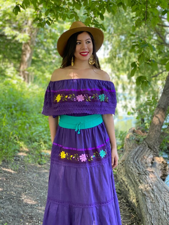 purple campesino dress