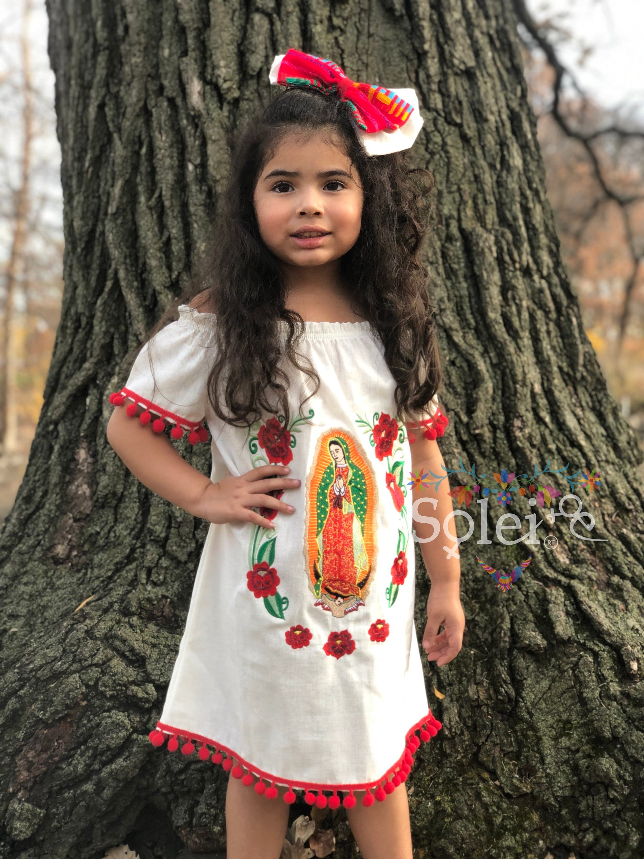 Vestido Virgen de Guadalupe para Niña con moño incluido. - Etsy España Vestido Virgen de Guadalupe para Niña con moño incluido. - Etsy España
