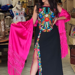 Long Mexican Traditional Dress. S - 3X. Typical Mexican Dress. Boho Hippie.Mexican Party Dress. Mexican Bridesmaid Dress. Latina Style Dress