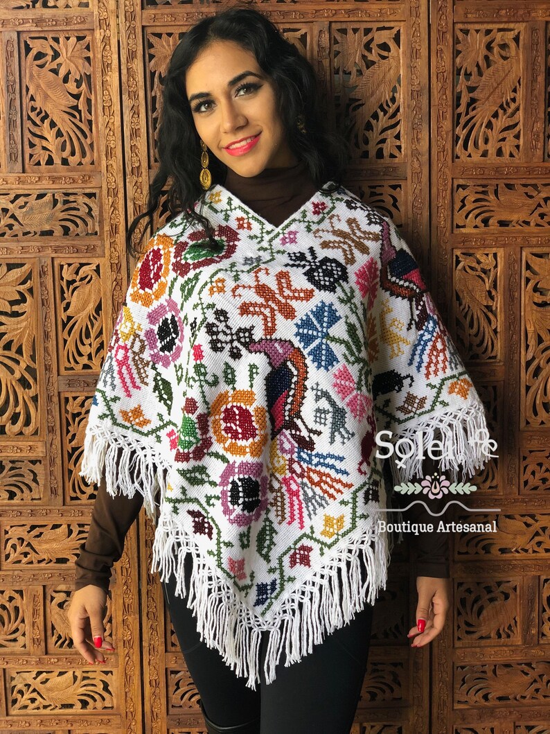 Mexican Embroidered Poncho. Mexican Traditional Poncho. Etsy
