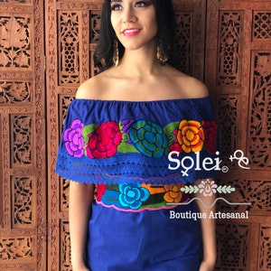 Floral Mexican Blouse. Colorful Mexican Blouse. off the Shoulder Blouse ...